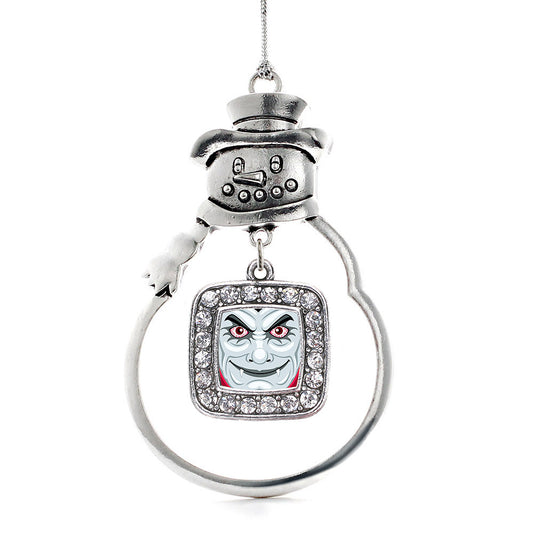 Silver Thirsty Vampire Square Charm Snowman Ornament
