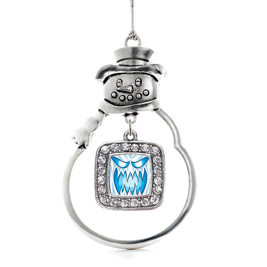 Silver Haunting Ghost Square Charm Snowman Ornament