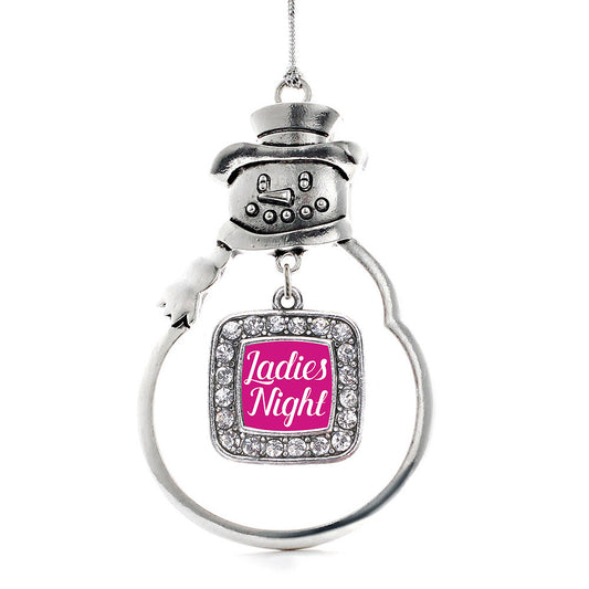 Silver Ladies Night Square Charm Snowman Ornament