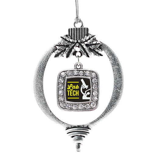 Silver Lab Technician Square Charm Holiday Ornament