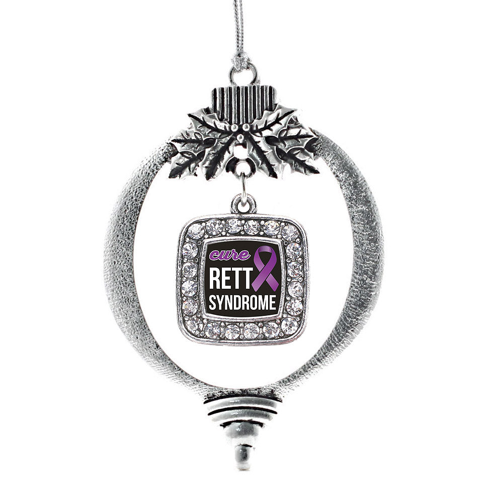 Silver Rett Syndrome Square Charm Holiday Ornament