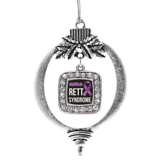 Silver Rett Syndrome Square Charm Holiday Ornament