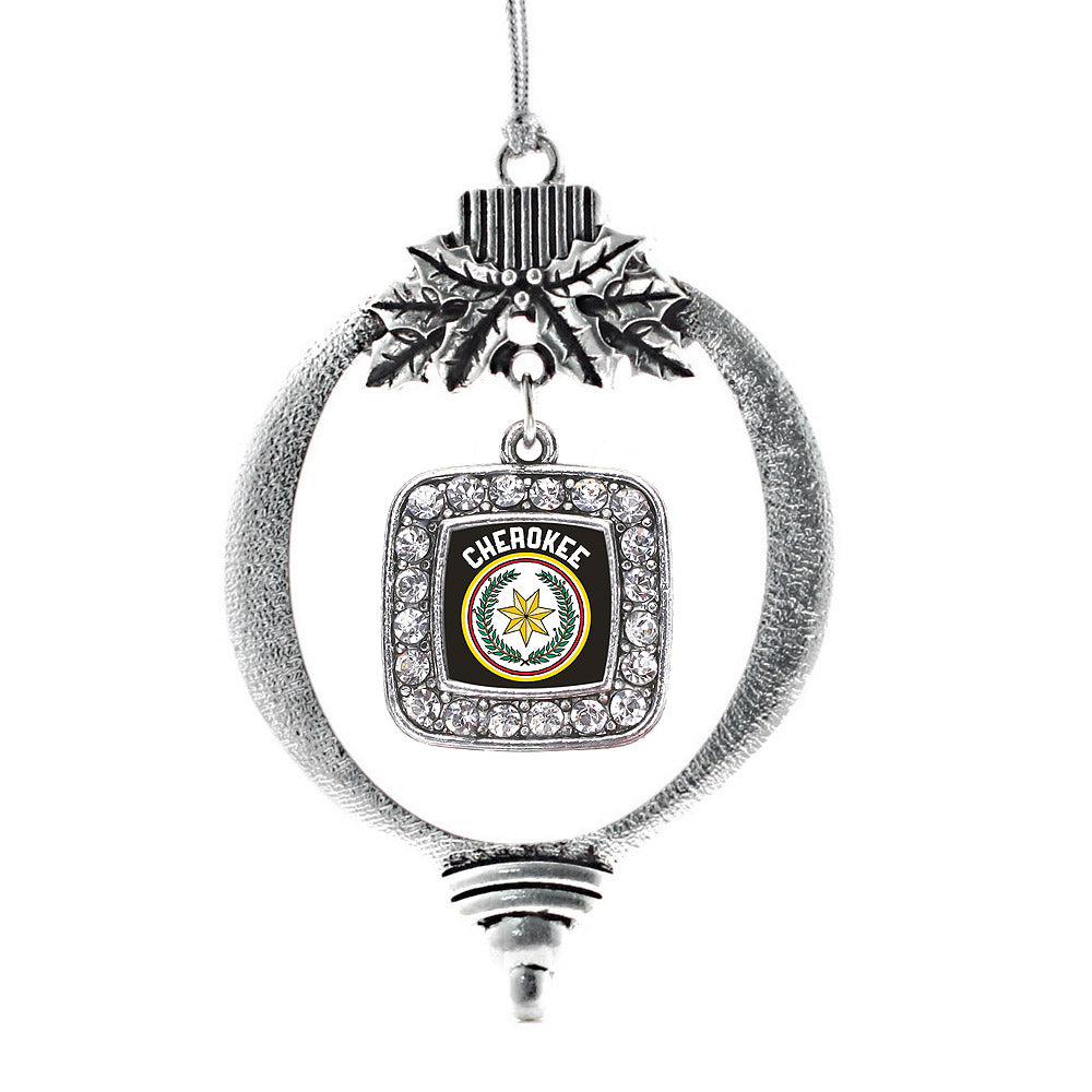Silver Cherokee Square Charm Holiday Ornament