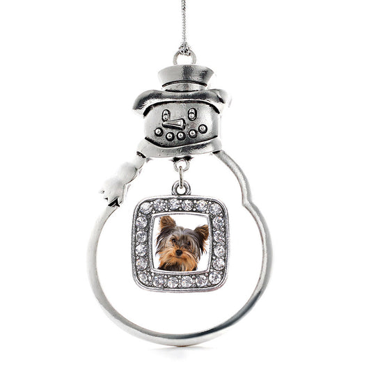 Silver The Yorkshire Square Charm Snowman Ornament