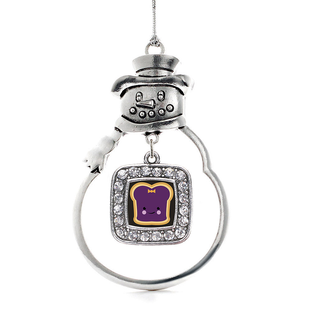 Silver Jelly Square Charm Snowman Ornament