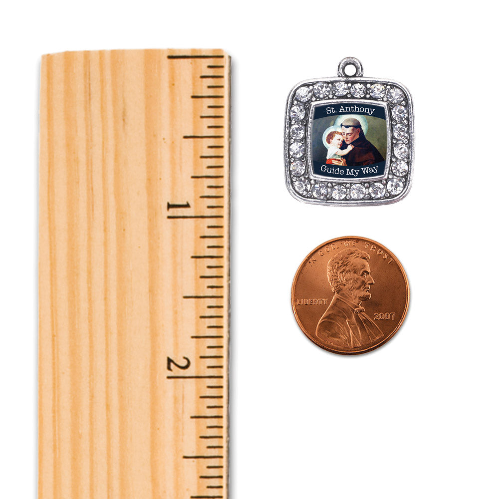 Silver St. Anthony Square Charm Holiday Ornament