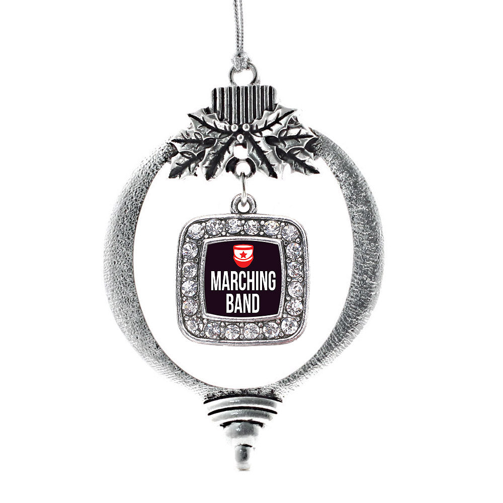 Silver Marching Band Square Charm Holiday Ornament