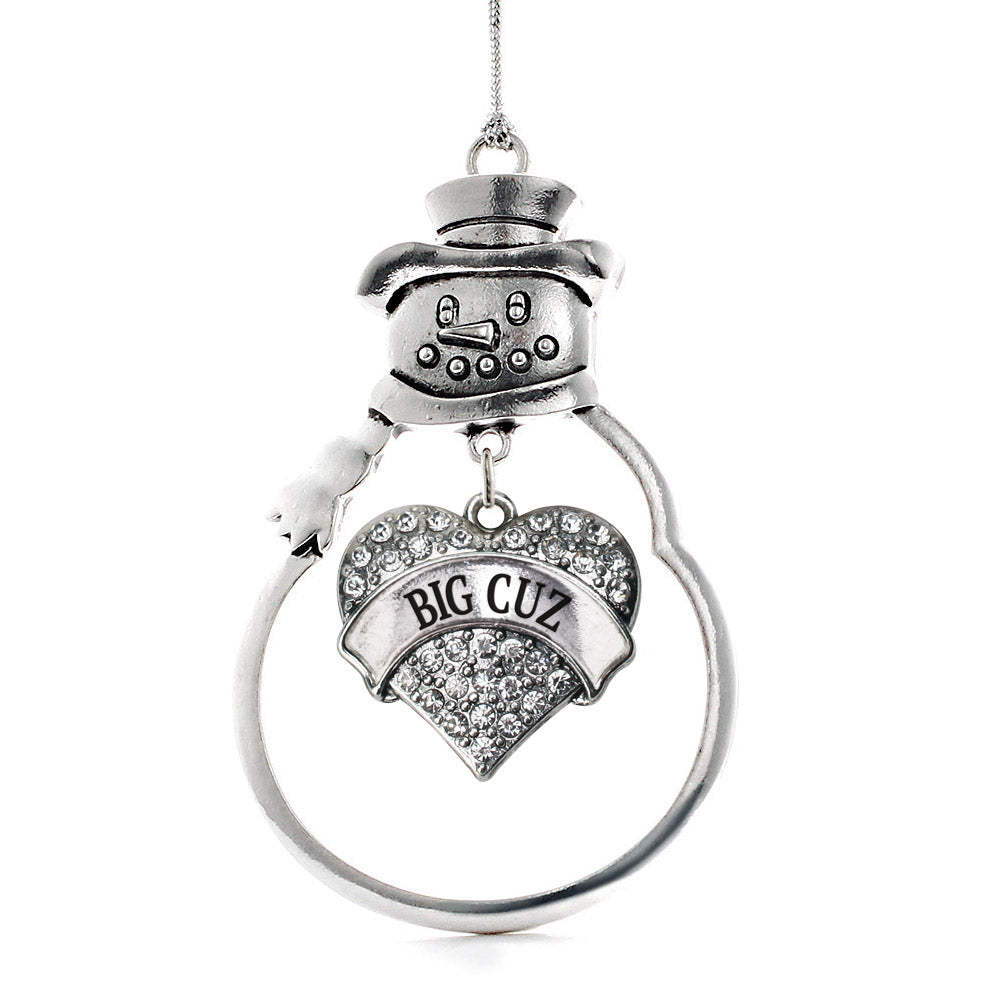 Silver Big Cuz Pave Heart Charm Snowman Ornament