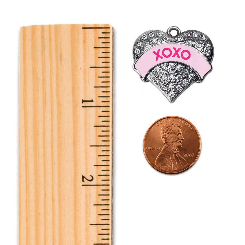 Silver XOXO Pink Candy Pave Heart Charm Snowman Ornament