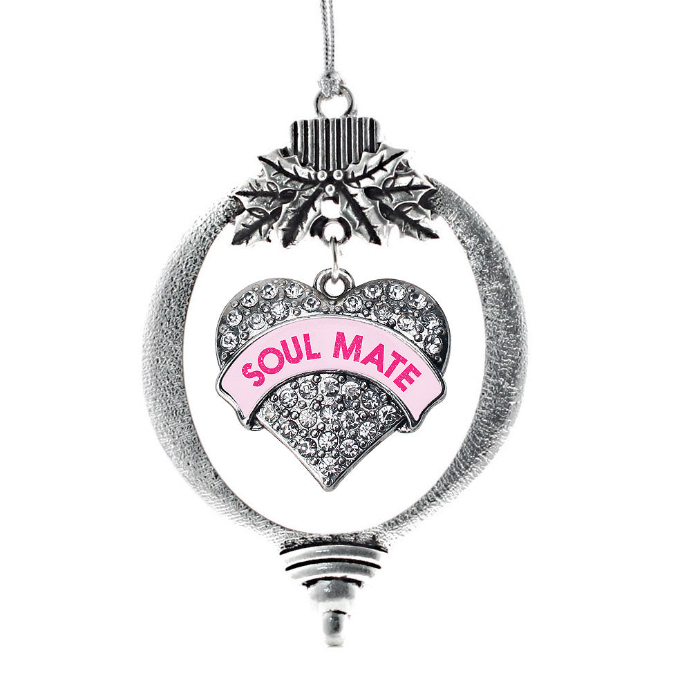 Silver Soul Mate Pink Candy Pave Heart Charm Holiday Ornament