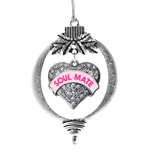 Silver Soul Mate Pink Candy Pave Heart Charm Holiday Ornament