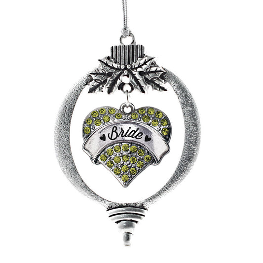 Silver Green Bride Green Pave Heart Charm Holiday Ornament