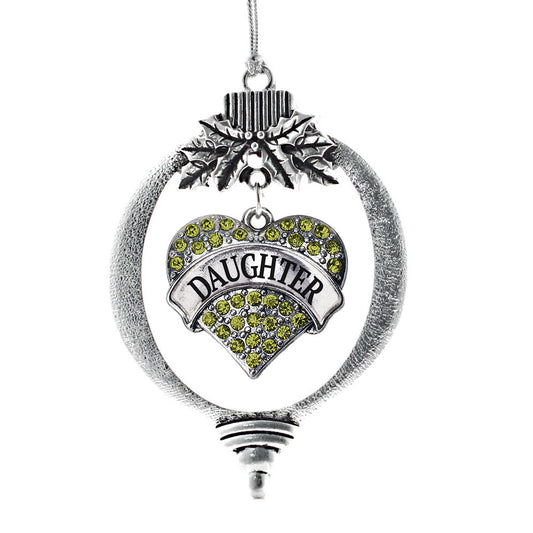 Silver Daughter Green Green Pave Heart Charm Holiday Ornament