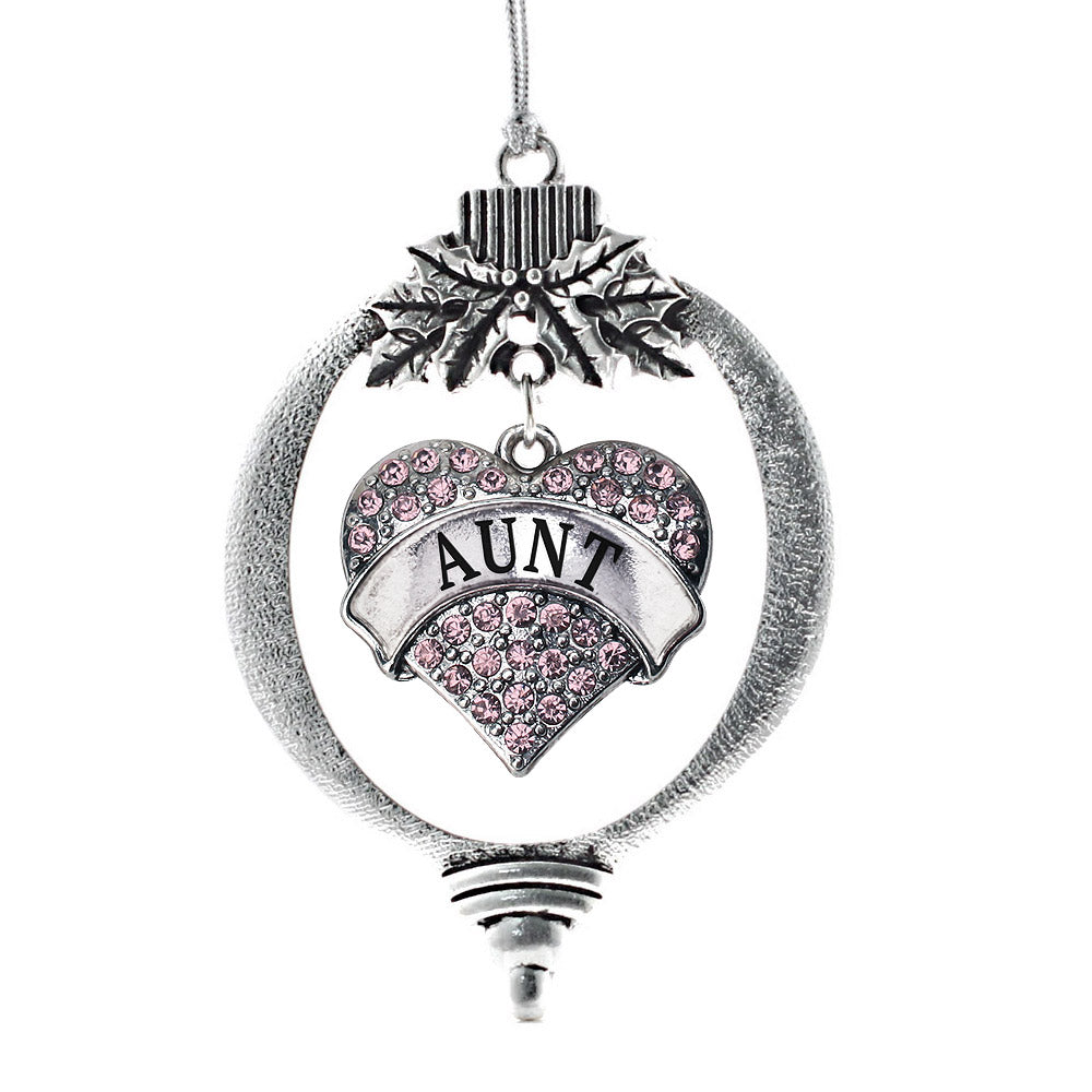Silver Aunt Pink Pink Pave Heart Charm Holiday Ornament