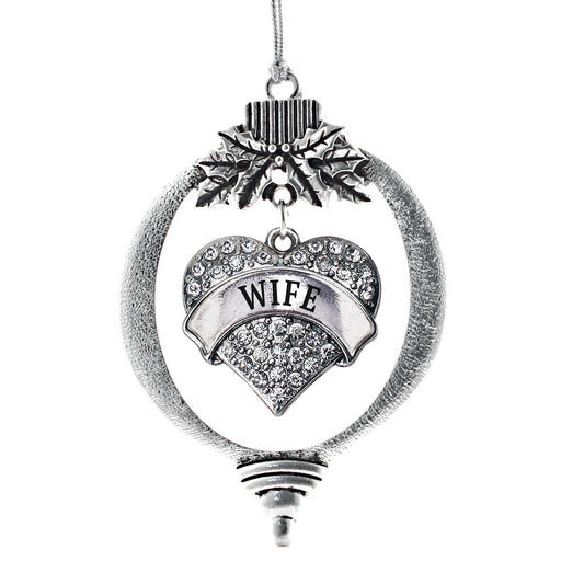 Silver Wife Pave Heart Charm Holiday Ornament