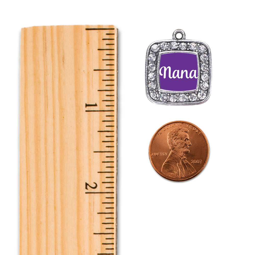 Silver Purple Nana Square Charm Holiday Ornament