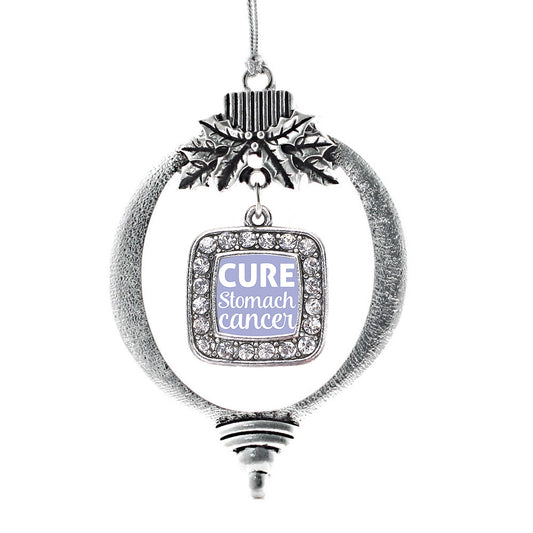 Silver Cure Stomach Cancer Square Charm Holiday Ornament