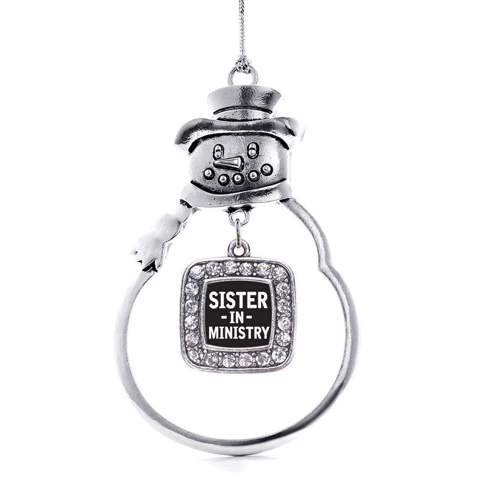 Silver Sister in Ministry Square Charm Snowman Ornament