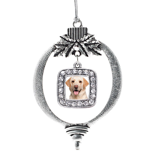 Silver Labrador Face Square Charm Holiday Ornament