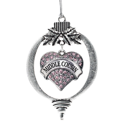 Silver Middle Cousin Pink Pink Pave Heart Charm Holiday Ornament