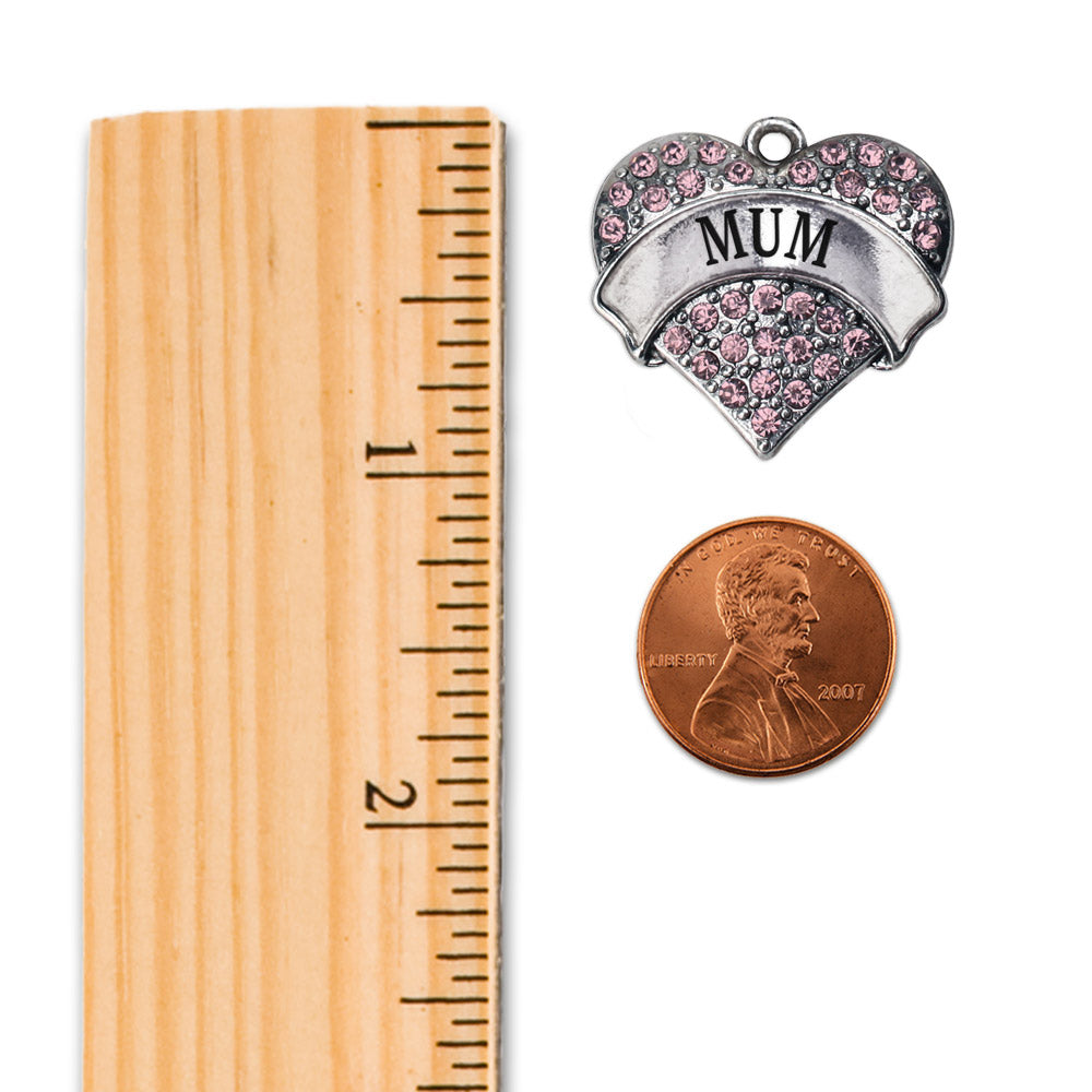 Silver Mum Pink Pink Pave Heart Charm Holiday Ornament