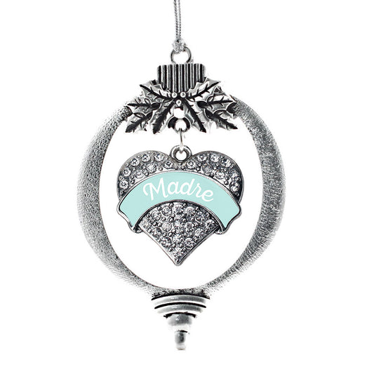 Silver Mint Madre Pave Heart Charm Holiday Ornament