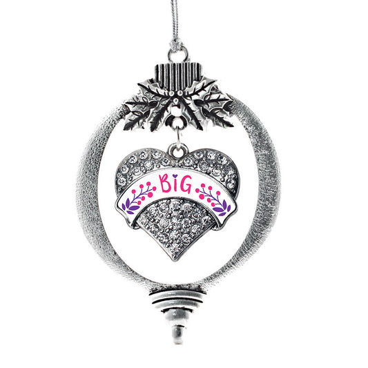 Silver Fuchsia and Royal Purple Big Pave Heart Charm Holiday Ornament