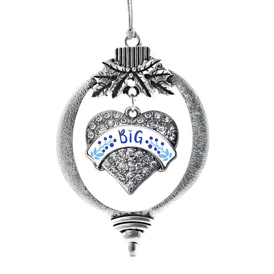 Silver Sea Blue and Sky Blue Big Pave Heart Charm Holiday Ornament