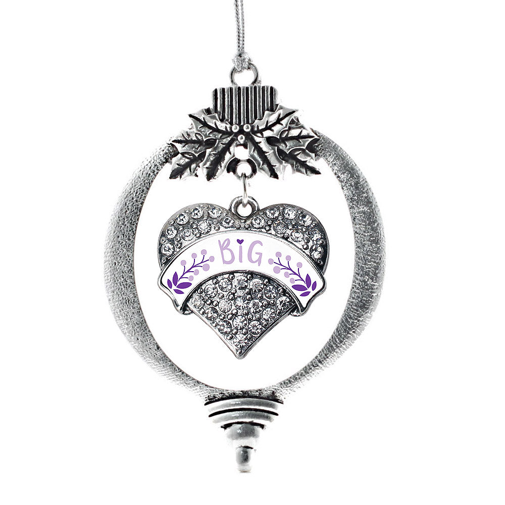 Silver Lavender and Royal Purple Big Pave Heart Charm Holiday Ornament