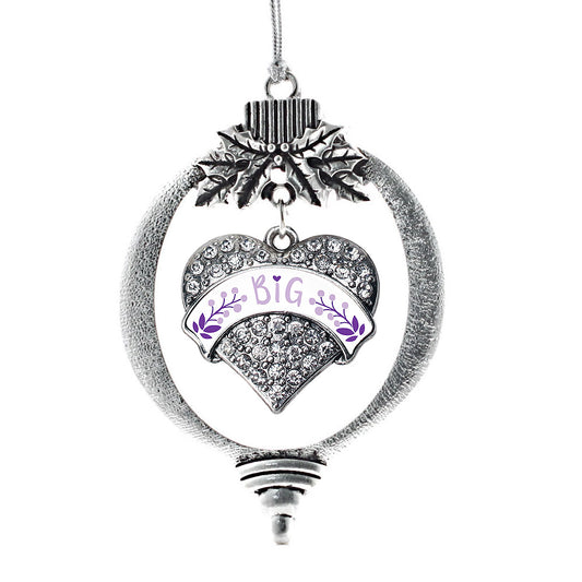 Silver Lavender and Royal Purple Big Pave Heart Charm Holiday Ornament