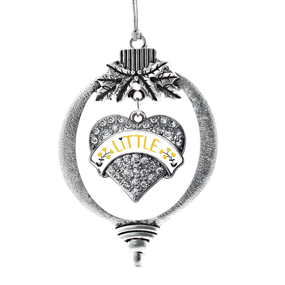 Silver Canary Yellow and Black Little Pave Heart Charm Holiday Ornament