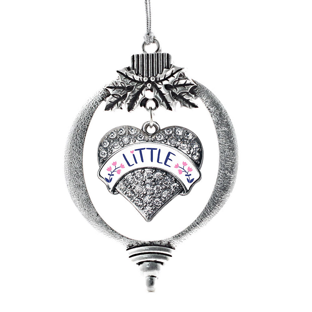 Silver Navy Blue and Rose Little Pave Heart Charm Holiday Ornament