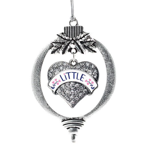 Silver Navy Blue and Rose Little Pave Heart Charm Holiday Ornament