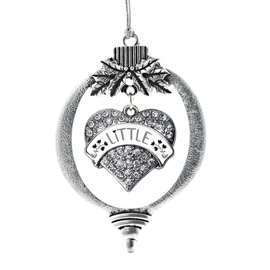 Silver Grey and Black Little Pave Heart Charm Holiday Ornament