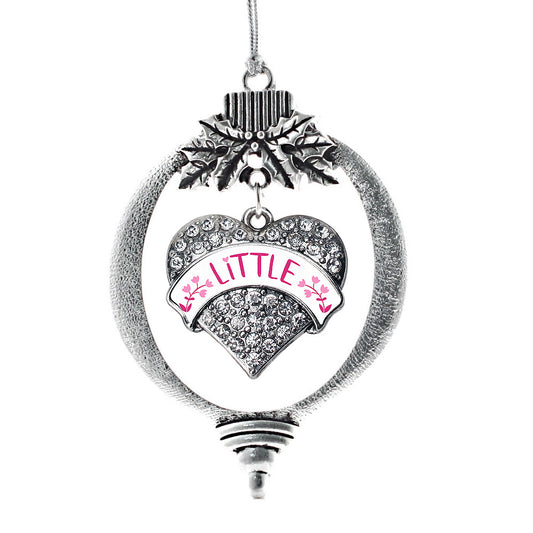 Silver Fuchsia and Rose Little Pave Heart Charm Holiday Ornament