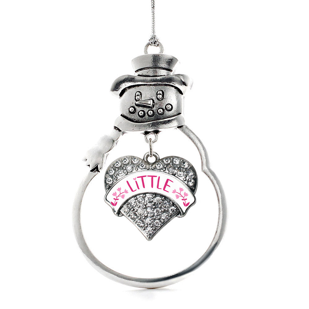Silver Fuchsia and Rose Little Pave Heart Charm Snowman Ornament