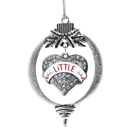 Silver Wine Red and Blue Little Pave Heart Charm Holiday Ornament