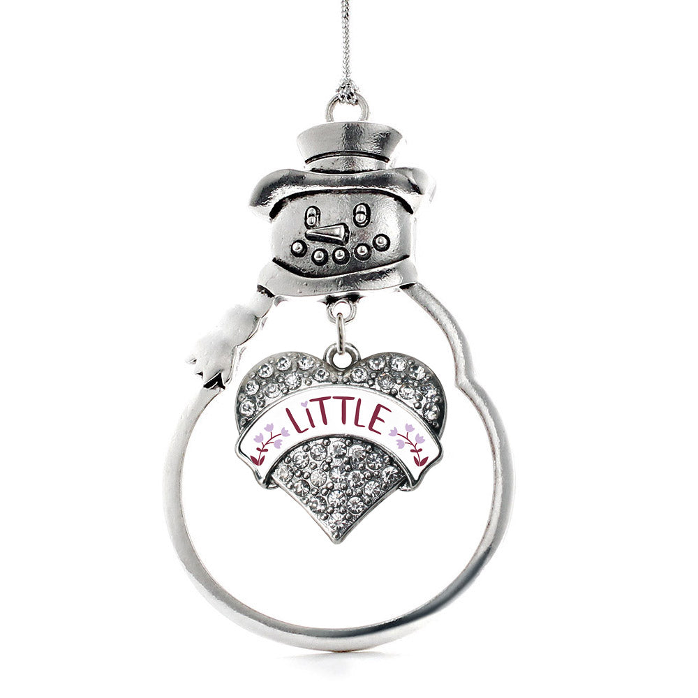 Silver Maroon and Lavender Little Pave Heart Charm Snowman Ornament
