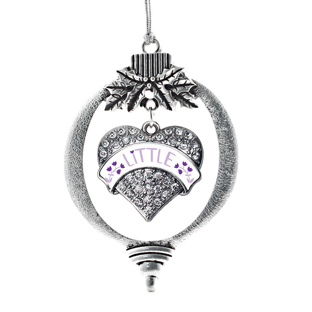Silver Lavender and Royal Purple Little Pave Heart Charm Holiday Ornament