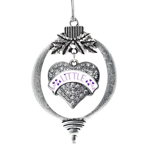 Silver Lavender and Royal Purple Little Pave Heart Charm Holiday Ornament