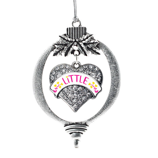 Silver Fuchsia and Yellow Little Pave Heart Charm Holiday Ornament