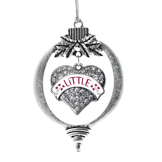 Silver Bordeaux and Grey Little Pave Heart Charm Holiday Ornament
