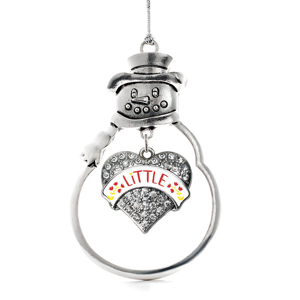 Silver Cardianl Red and Canary Yellow Little Pave Heart Charm Snowman Ornament