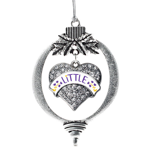 Silver Royal Purple and Canary Yellow Little Pave Heart Charm Holiday Ornament