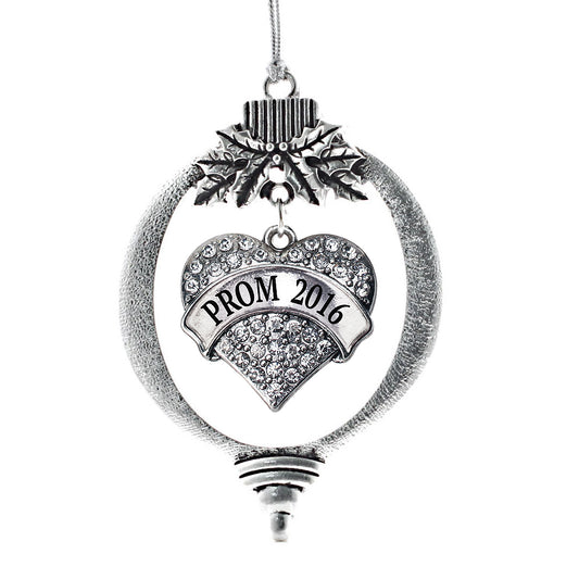 Silver Prom 2016 Pave Heart Charm Holiday Ornament