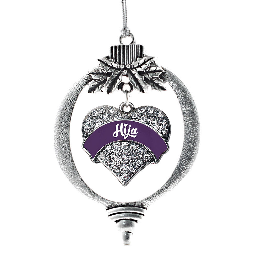 Silver Plum Hija Pave Heart Charm Holiday Ornament