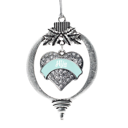 Silver Mint Hija Pave Heart Charm Holiday Ornament