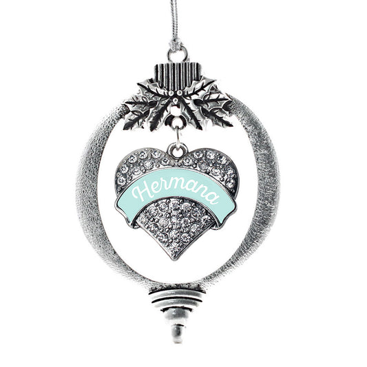 Silver Hermana - Mint Pave Heart Charm Holiday Ornament