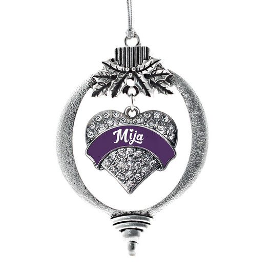 Silver Plum Mija Pave Heart Charm Holiday Ornament
