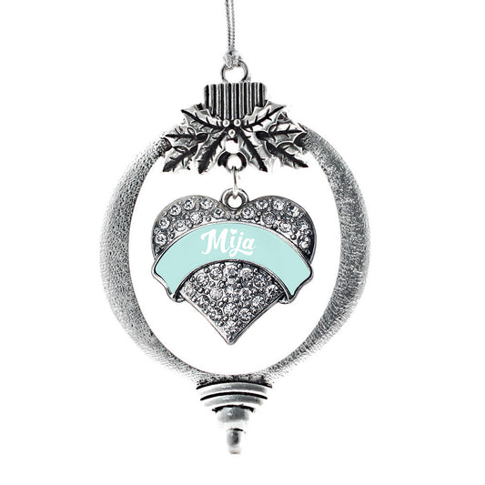 Silver Mint Mija Pave Heart Charm Holiday Ornament